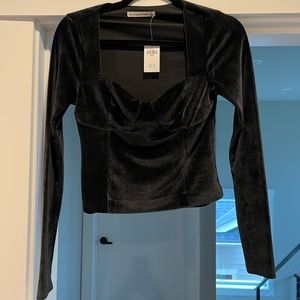 Abercrombie & Fitch long sleeve velvet corset sweetheart top